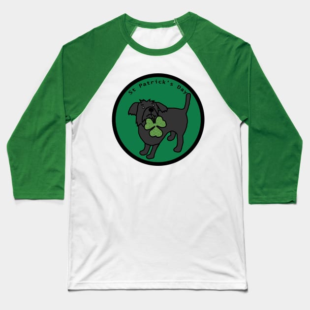 St Patricks Day with Cute Dog and Shamrock Baseball T-Shirt by ellenhenryart